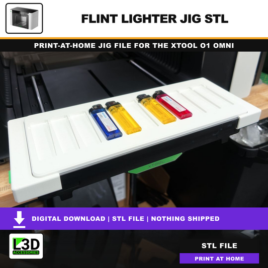 L3D Flint Lighter Jig STL for xTool O1 Omni UV Printer, instant digital download